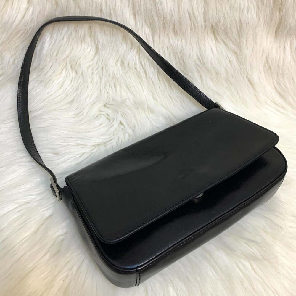 FOSSIL Small Black Leather Vintage Demi Flap Shoulder Bag